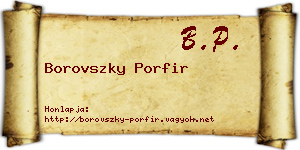 Borovszky Porfir névjegykártya